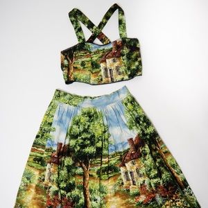 Bernie Dexter circle skirt and crop top set L